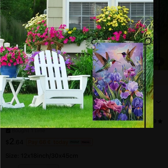 Vibrant Hummingbird and Iris Garden Flag - Picture 3 of 4